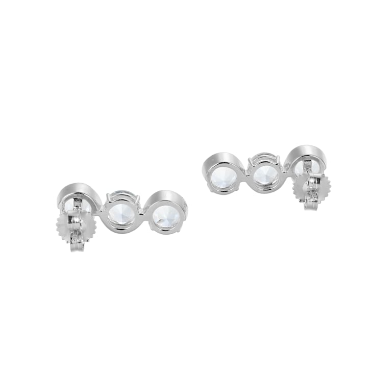 Lab Created Blue Spinel Platinum Over Silver March Birthstone Earrings 4.68ctw