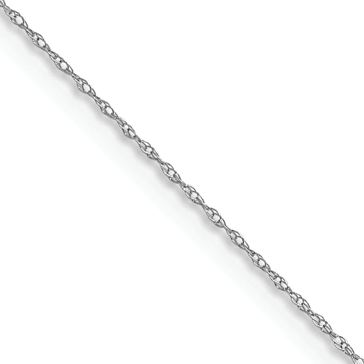 Rhodium Over 14k White Gold 0.4mm Cable 24 Inch Chain