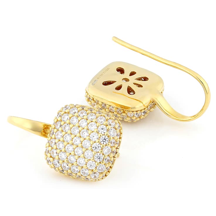 Drop Earrings With CZ In 18K Gold Over Sterling Silver