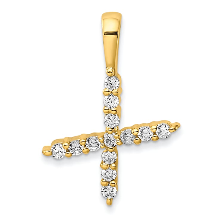 14K Yellow Gold Lab Grown Diamond Letter X Initial Pendant