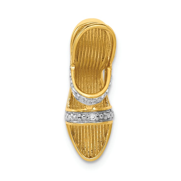 14K Two-tone Gold 3D Textured Diamond High Heel Charm