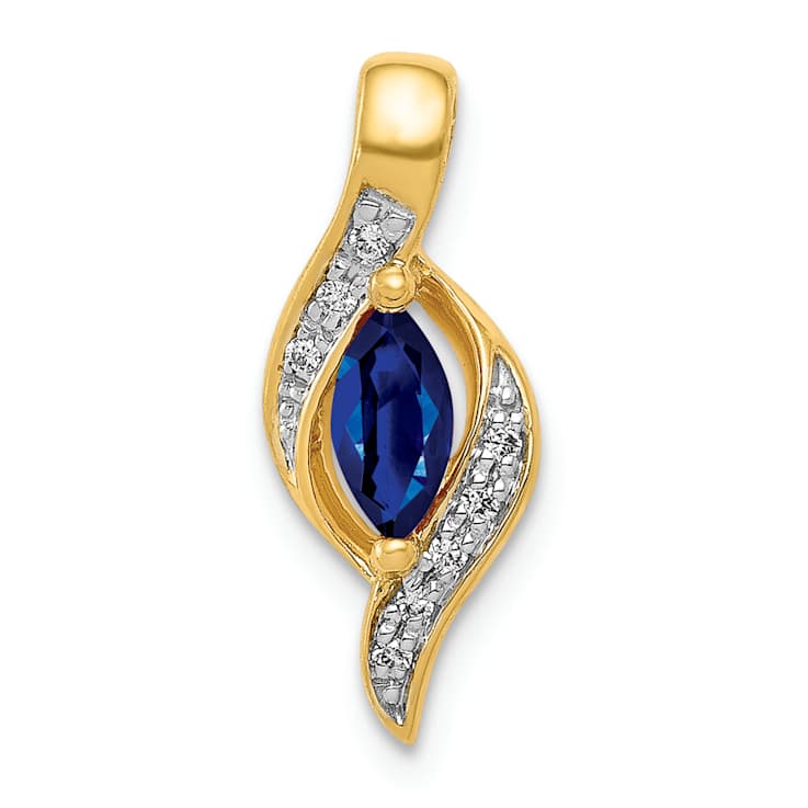 10k Yellow Gold and Rhodium Over 10k Yellow Gold Diamond and 0.29 cttw
Marquise Sapphire Pendant