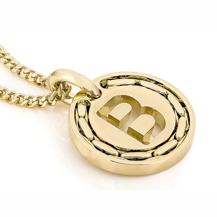 Cardano Initial B Pendant Necklace In 18K Gold Over Bronze