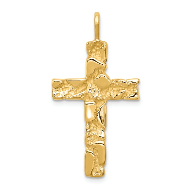 14K Yellow Gold Nugget Cross Pendant