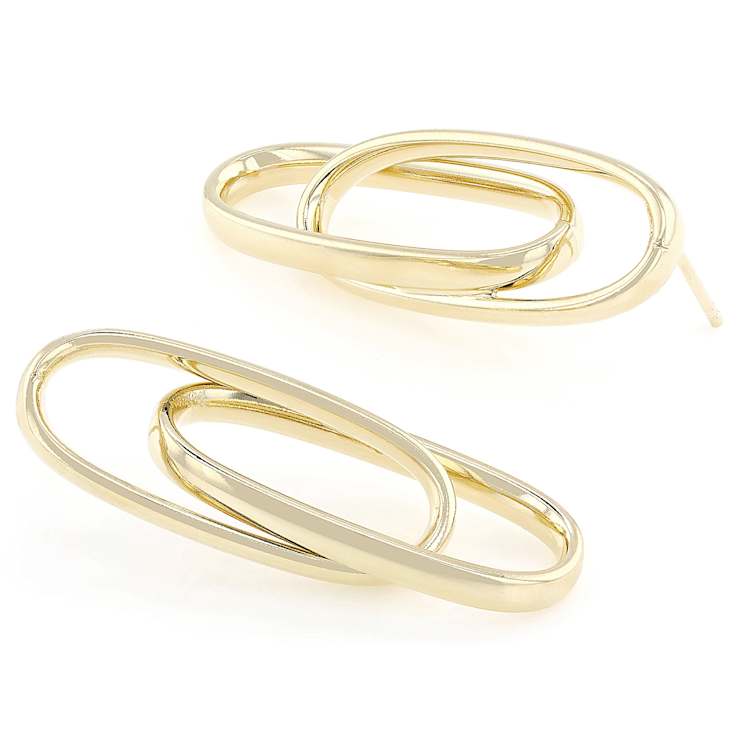 Paperclip Drop Earrings In 18K Gold Over Bronze