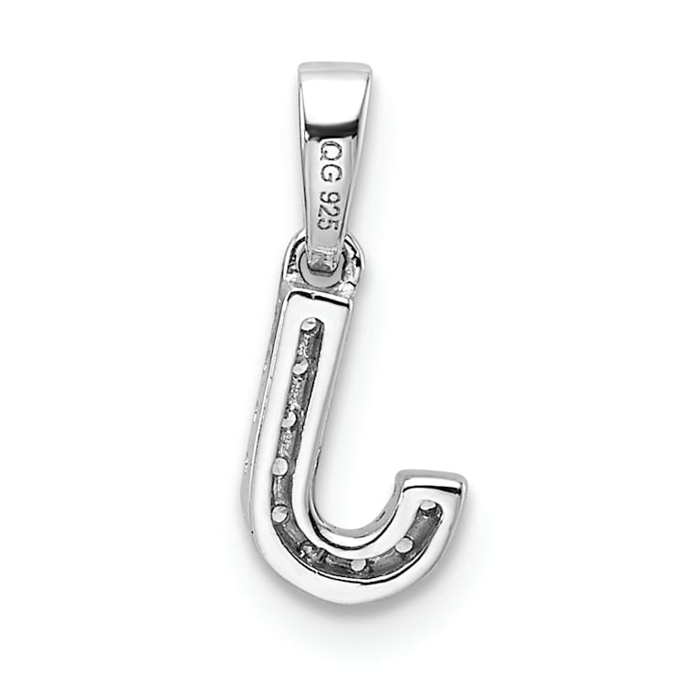 14K White Gold Diamond Letter J Initial with Bail Pendant