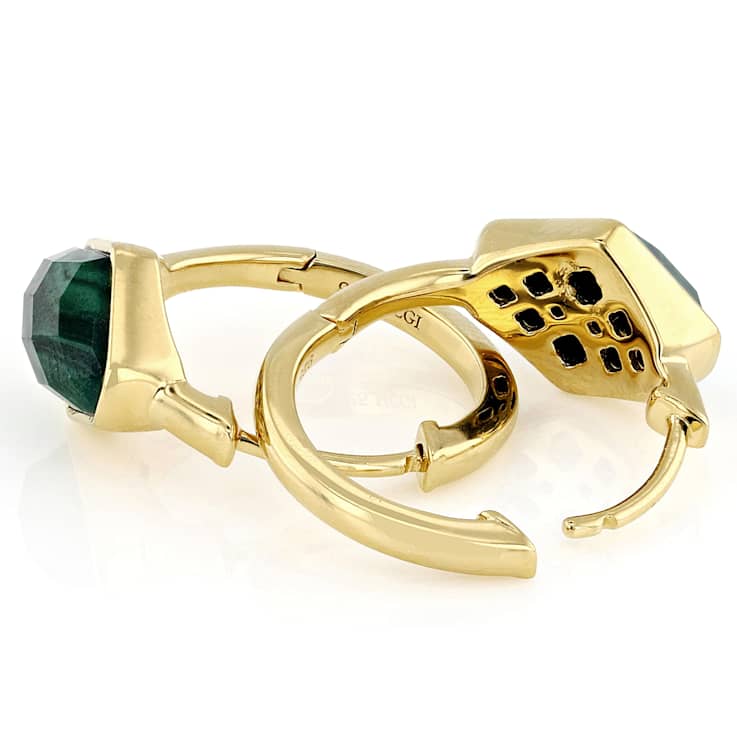 Malachite Freeform Earrings In 18K Gold Over Sterling Silver 5.22ctw