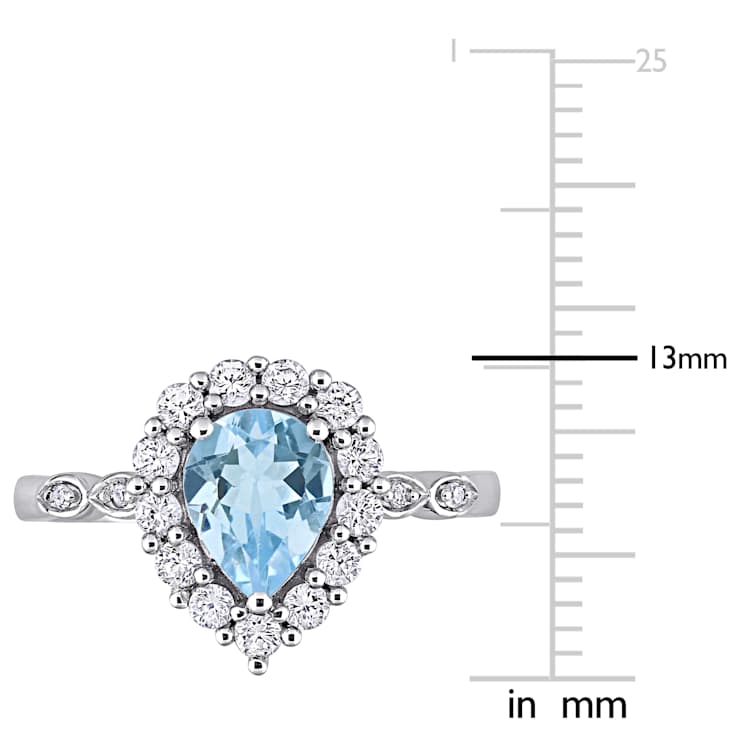 Created White Sapphire, Sky Blue Topaz and Diamond 10K White Gold Ring 1.97ctw