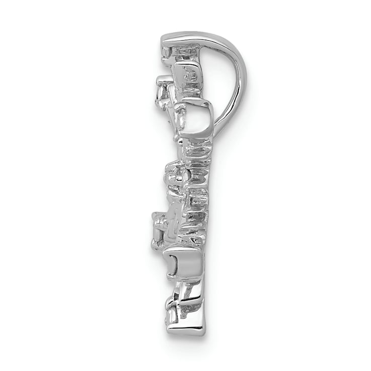Rhodium Over 14k White Gold Diamond Snowflake chain slide