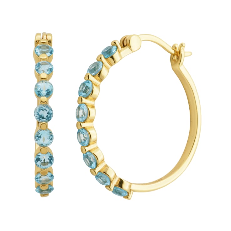 Sky Blue Topaz 18k Yellow Gold Over Sterling Silver Hoop Earrings