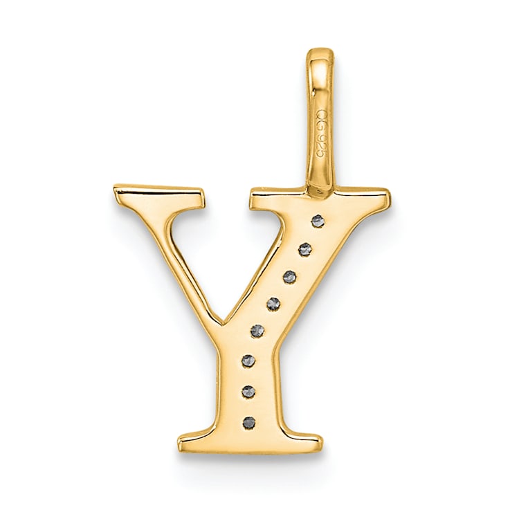14K Yellow Gold Diamond Letter Y Initial Pendant