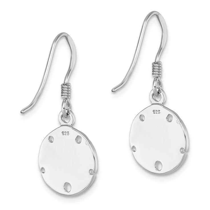 Rhodium Over Sterling Silver Enameled Sand Dollar Dangle Earrings