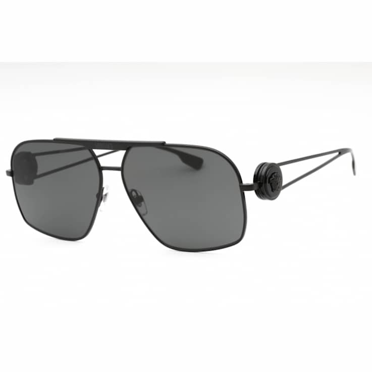 Versace Matte Black Aviator Frame / Dark Gray Lenses Sunglasses