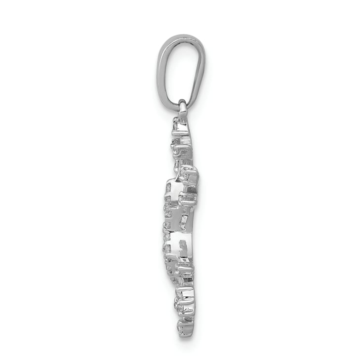 Rhodium Over 14k White Gold Diamond Snowflake Pendant
