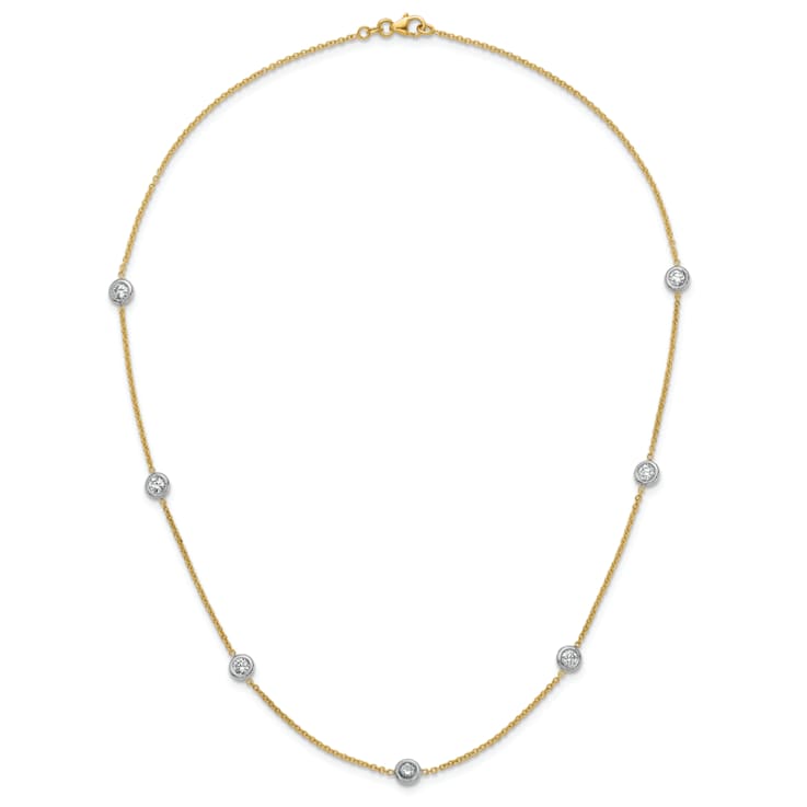 18K Yellow Gold 1.5mm Diamond Stations 18 Inch Necklace