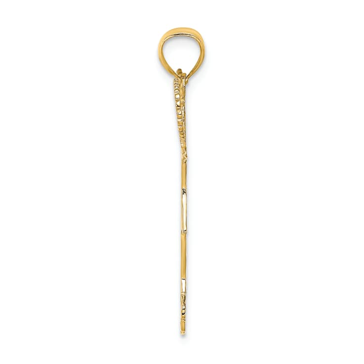 10K Yellow Gold Textured Cheerleader with Pom-Poms Charm