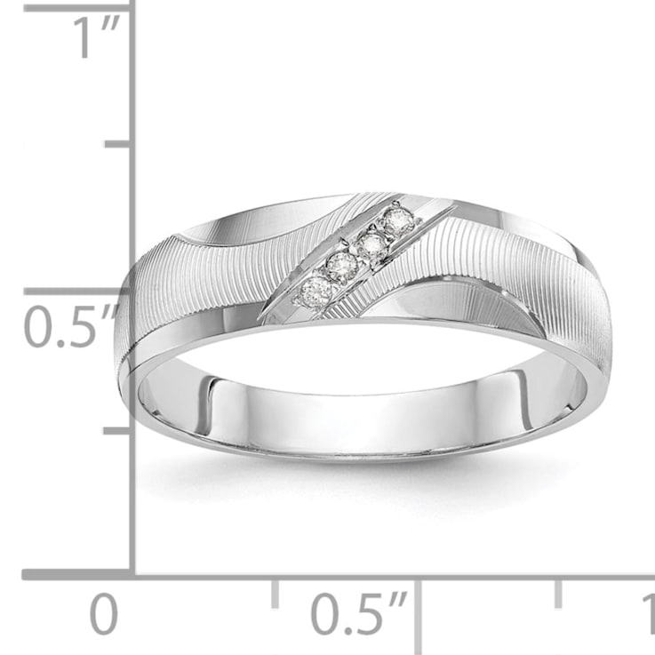 Rhodium Over 14K White Gold AA Quality Trio Mens Wedding Band
