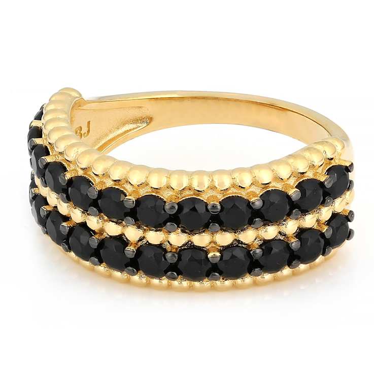 Black Spinel Band Ring In 18K Gold Over Sterling Silver 1.68ctw