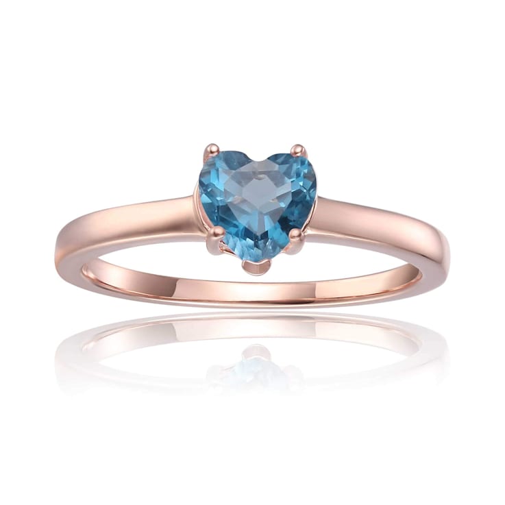 London Blue Topaz Heart Shape 14K Rose Gold Over Sterling Silver
Solitaire Ring