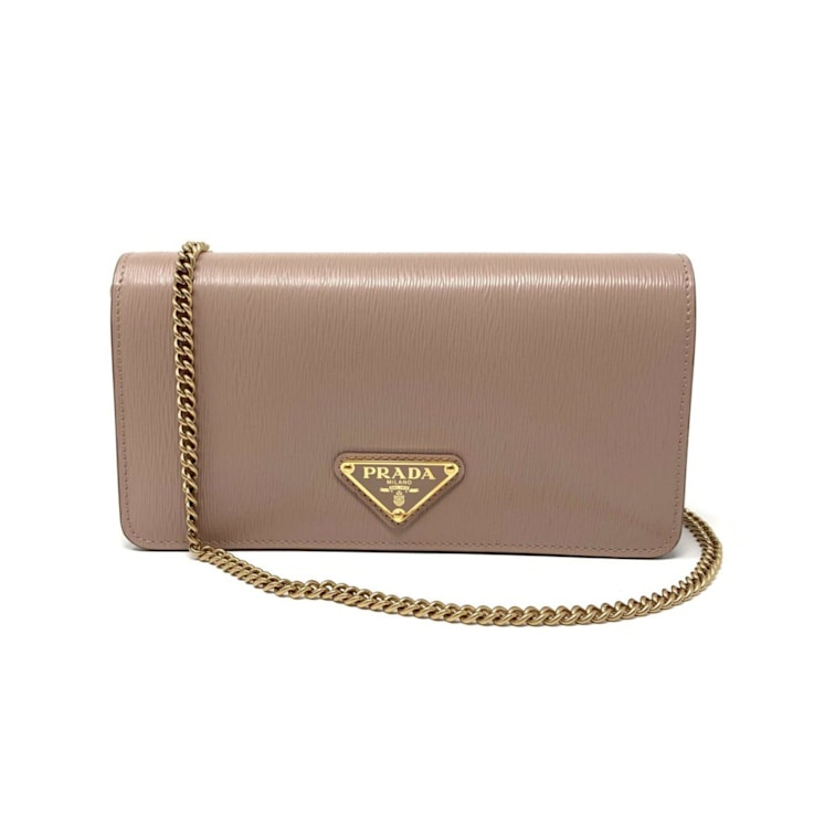 Prada Cipria Beige Vitello Move Leather Small Wallet on Chain Crossbody Bag 1CQ36A