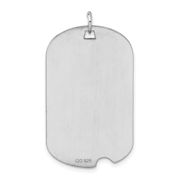 Rhodium Over Sterling Silver Dog Tag Disc Charm
