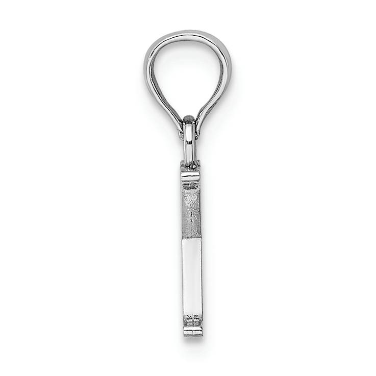 Rhodium Over 14k White Gold Polished Block Letter X Initial Pendant