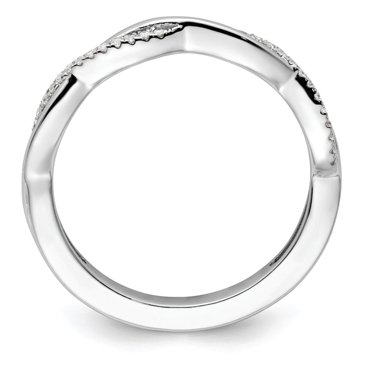 14K White Gold Stackable Expressions Diamond Twist Ring 0.084ctw