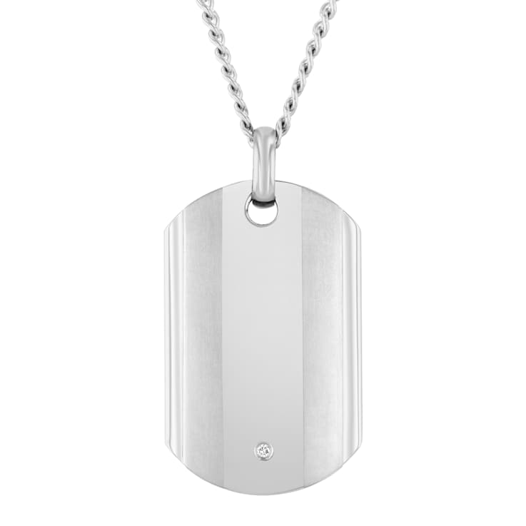 Robert Alton Men's Dog Tag Pendant With Chain In Titanium