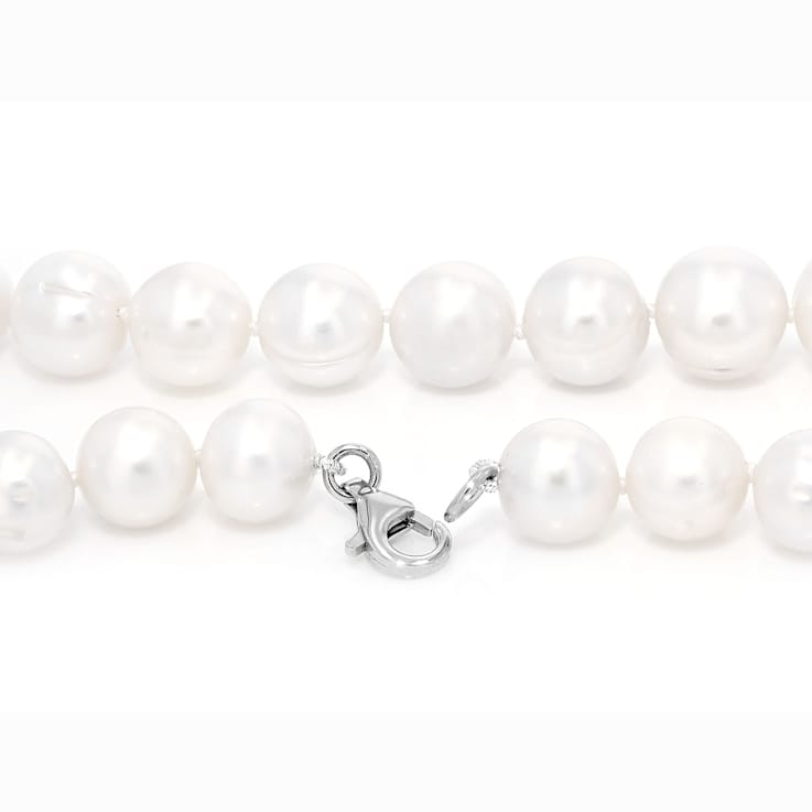 Freshwater Pearl Beaded Necklace In Sterling Silver 24 Inch
