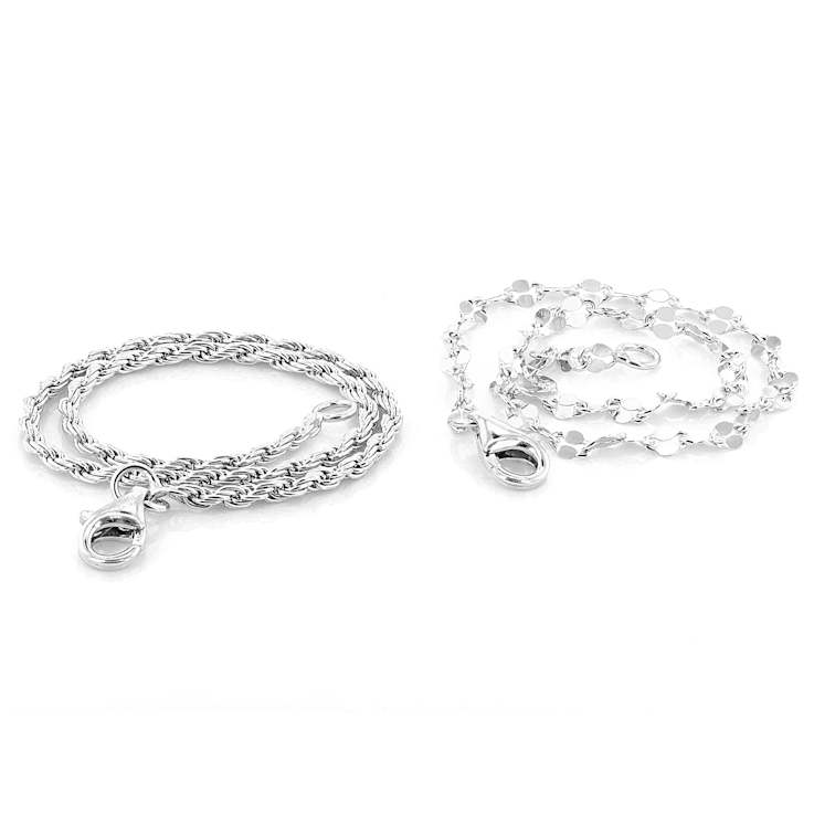 Mirror And Rope ChaIn Bracelet Set In Sterling Silver