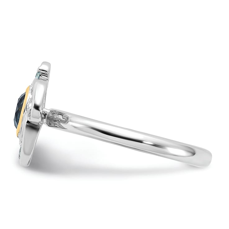 Rhodium Over Sterling Silver with 14K Accent London Blue Topaz and Swiss
Blue Topaz Ring