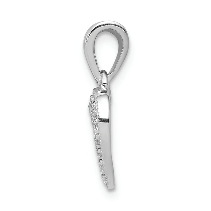 Rhodium Over 14k White Gold Diamond Heart Pendant