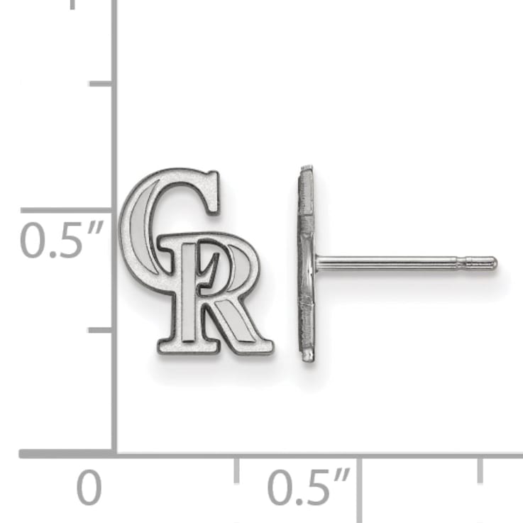 Rhodium Over Sterling Silver MLB LogoArt Colorado Rockies Post Earrings