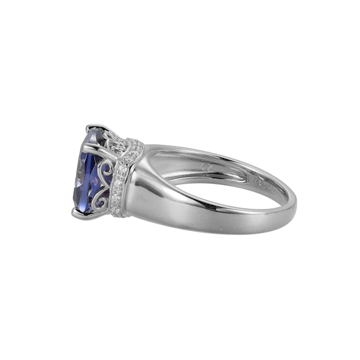 Blue And White Cubic Zirconia Platinum Over Silver December Birthstone
Ring 6.72ctw