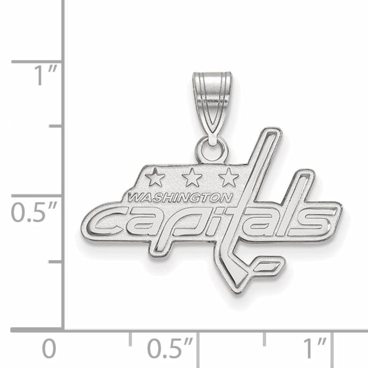 Rhodium Over Sterling Silver NHL LogoArt Washington Capitals Medium Pendant