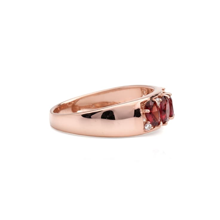 Red Garnet and White Topaz 14K Rose Gold Over Sterling Silver Ring
