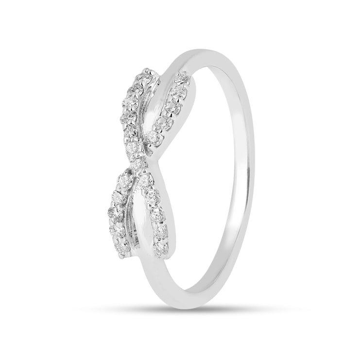 Lab Grown Diamond Rhodium Over Sterling Silver Criss Cross Infinity Ring
VS- GH