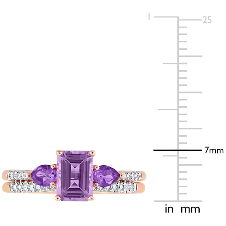 Rose de France, Amethyst Africa and Diamond 10K Rose Gold Ring 1.28ctw