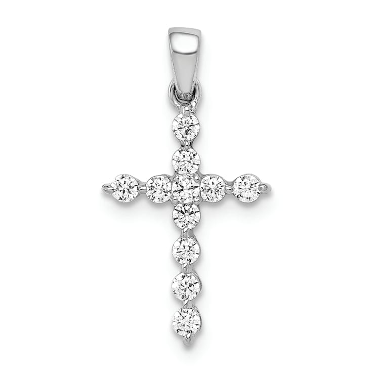 Rhodium Over 14K White Gold 1/4ct. Diamond Cross Pendant