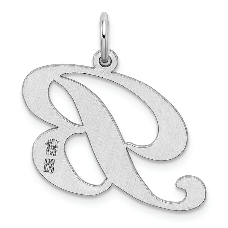 Rhodium Over Sterling Silver Fancy Script Letter B Initial Charm