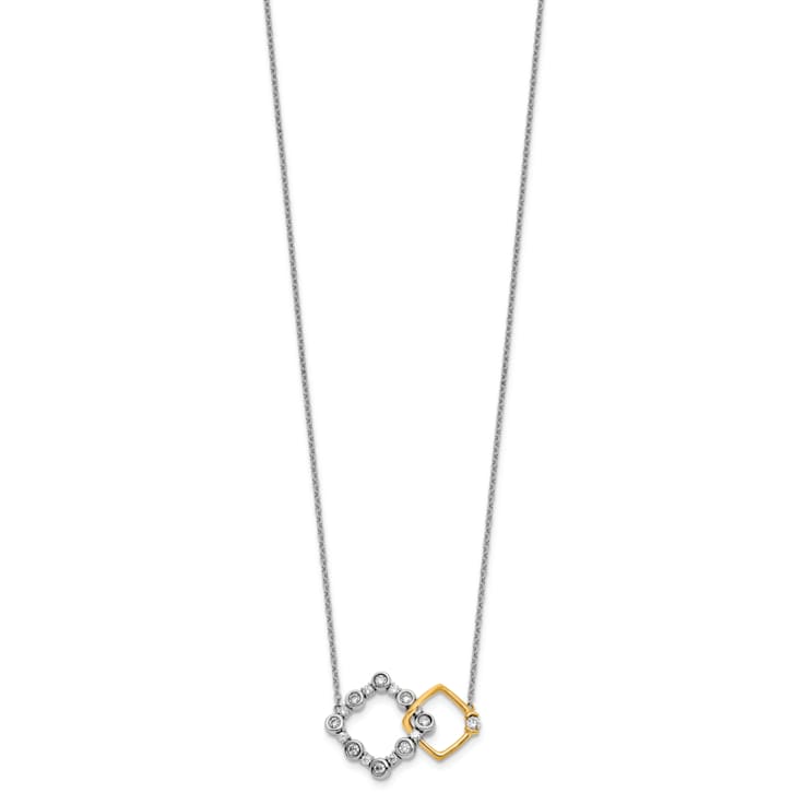 14K Two-tone Gold Lab Grown Diamond SI1/SI2, G H I, Square Interlocking
18 Inch Necklace 0.41ctw