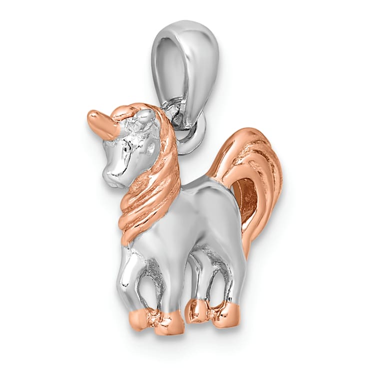 Rhodium Over Sterling Silver with 14K Rose Gold Over Sterling Silver 3D
Unicorn Pendant