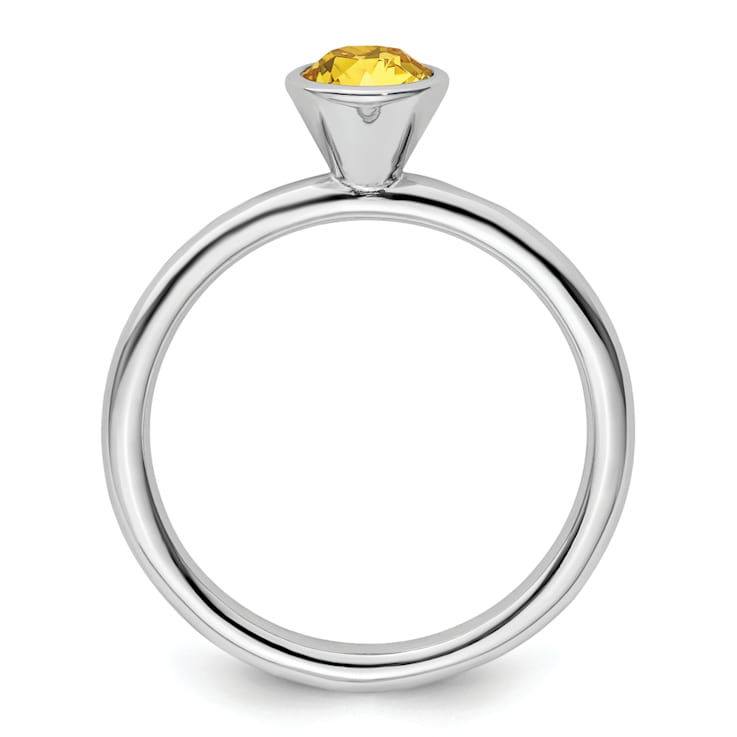 Sterling Silver Stackable Expressions High 5mm Yellow Crystal Ring