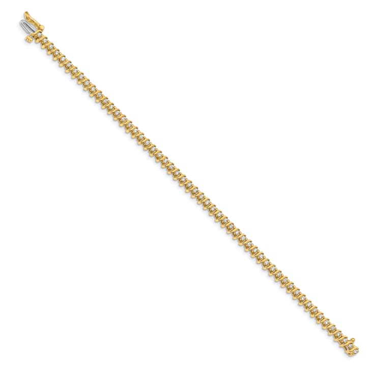 14K Two-tone Gold I1/G-H Diamond Tennis Bracelet 0.91ctw