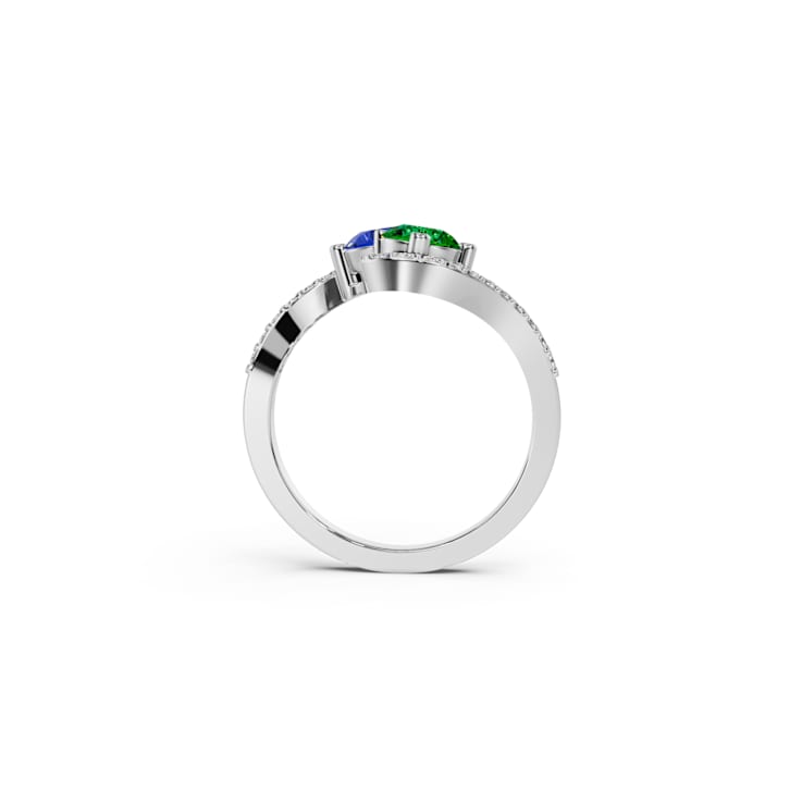14K White Gold Tsavorite and Tanzanite Ring 1.05 ctw