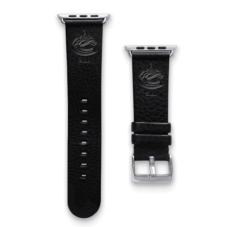 Gametime NHL Vancouver Canucks Black Leather Apple Watch Band (38/40mm
S/M). Watch not included.