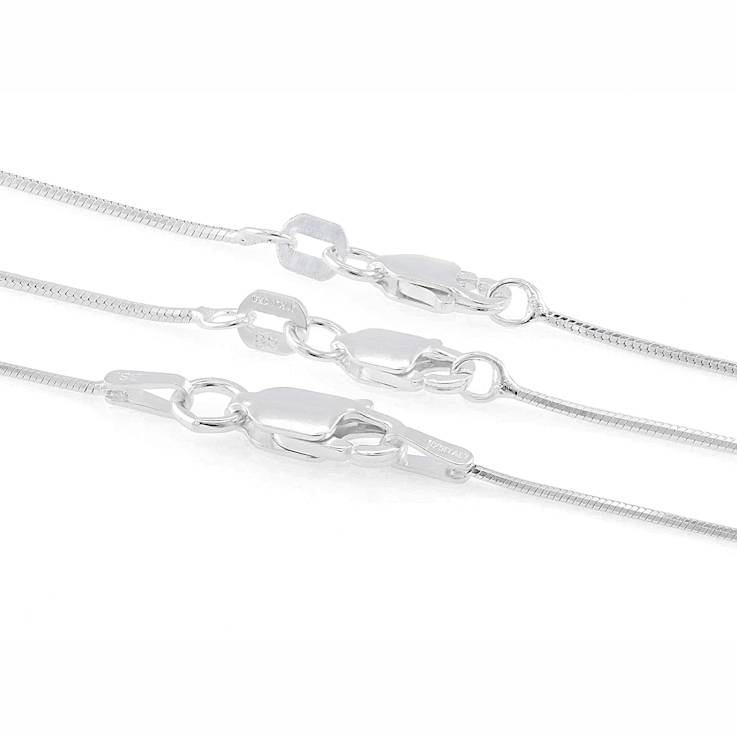Snake Chain Necklace Set Of 3 In Sterling Silver