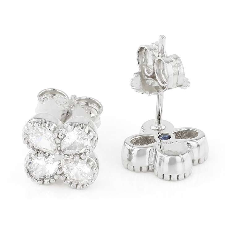 CZ Clover Stud Earrings In PlatInum-Enhanced Sterling Silver 1.87ctw