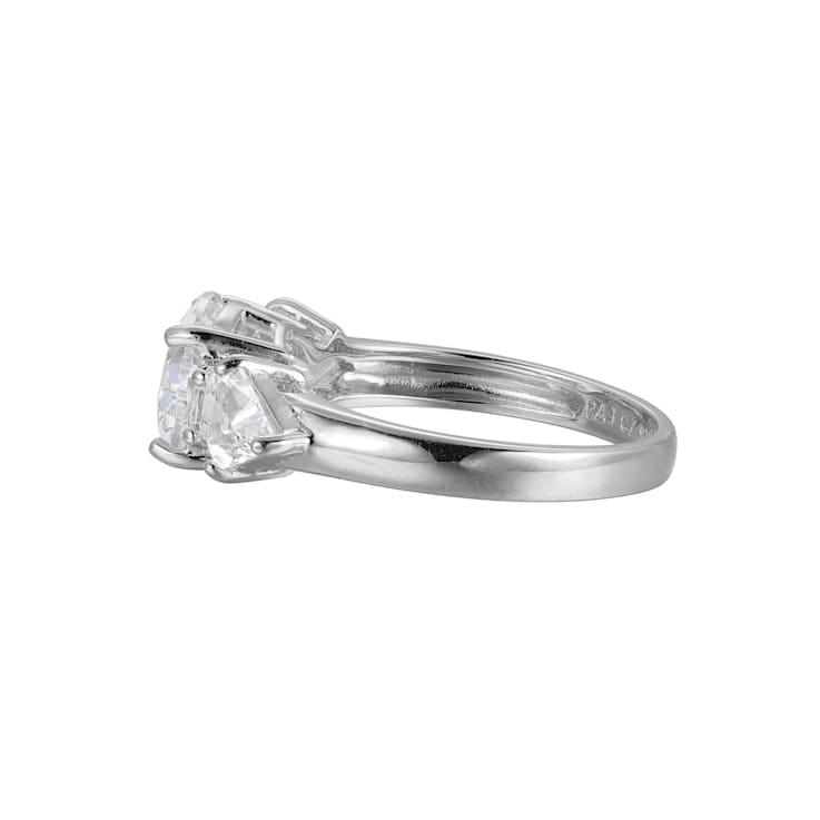 White Cubic Zirconia Platinum Over Sterling Silver April Birthstone Ring 5.32ctw