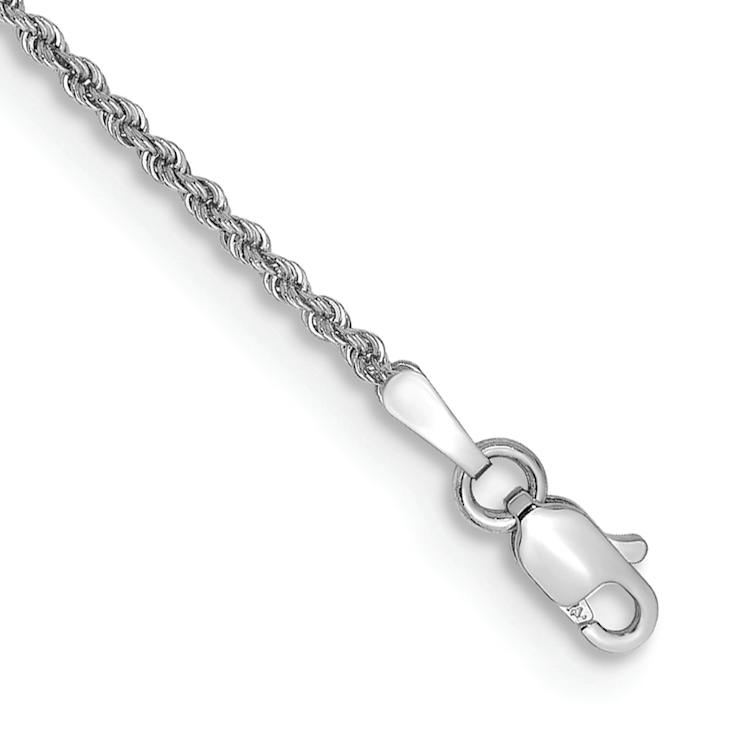 Rhodium Over 14k White Gold 1.5mm Rope Link Bracelet